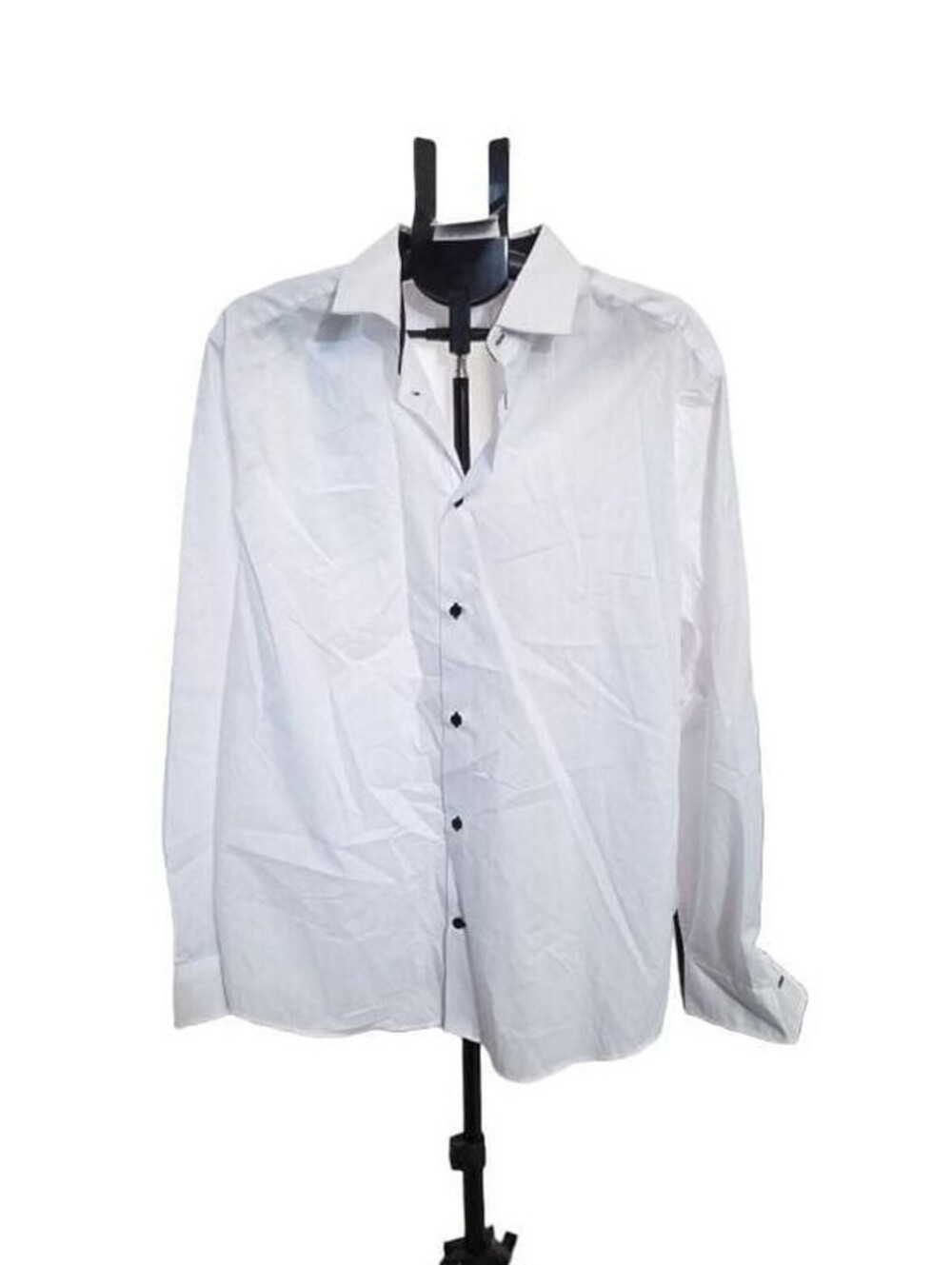H&M Regular Fit White Dress Shirt With Black Buttons Size XL